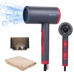Bestauty Föhn - Professioneller Haartrockner mit 3 Temperaturniveaus und Ionenfunktion, ideal für Zuhause und Reisen (Graurot)
