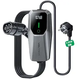 VDLPOWEREU Typ 2 Ladekabel 8M für Elektroautos, 3.6KW, tragbares Ladegerät mit LED-Anzeige
