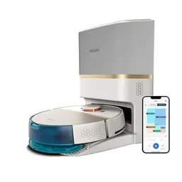 Philips Homerun 7000 Saug-Wischroboter mit Saugstation, 360° Navigation, 180 Min Laufzeit, für Teppiche und Tierhaare, Weiß