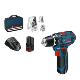 Bosch Professional 12V Akku Bohrschrauber GSR 12V-15 mit 2 Akkus, Ladegerät und Zubehörset