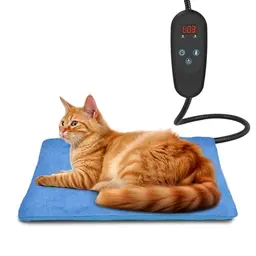 Heizkissen für Katzen und Hunde mit 6 Temperatureinstellungen und 24-Stunden-Timer, 40x50 cm, blau