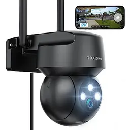 WLAN Überwachungskamera für Außen mit Nachtsicht - PTZ Dome Kamera für Videoüberwachung in Schwarz