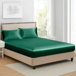 Luofanfei Spannbettlaken 100x200 cm Dunkelgrün Satin für Boxspringbett