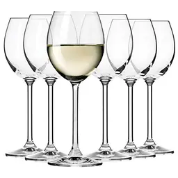 Krosno Weiß-Weinglas 6er Set - Venezia Kollektion, 250 ml, Kristallklar und Spülmaschinenfest