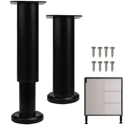 SLTAXAR 2er Set höhenverstellbare Möbelfüße aus Metall, Schwarz, 18-30 cm