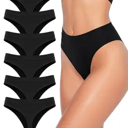 FINETOO Damen High Waist Strings – Nahtlose, bequeme, atmungsaktive Tanga-Unterwäsche