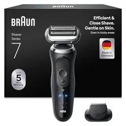 Braun Series 7 Herren-Rasierer, kabellos, wasserdicht, 60 Min. Akku, Made in Germany, inklusive Aufsatz