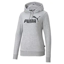 PUMA Damen Logo Hoodie, Light Gray Heather, XL