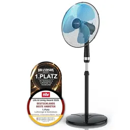 Brandson Standventilator 40cm, höhenverstellbar bis 122cm, mobiler Lüfter, 3 Geschwindigkeitsstufen, Oszillation