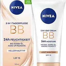 NIVEA 5 in 1 BB Tagespflege 24h Feuchtigkeit, getönte Creme für helle Haut, mit Jojoba-Öl