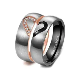 Lam Fong Hub Personalisiert Namensringe für Paare aus Edelstahl, mit Herz, Geschenke für Jahrestag, Heiratsantrag, Hochzeit, Valentinstag, Stil 1