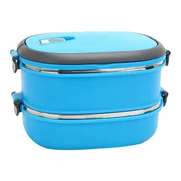 Kyaoayo Bentobox - Tragbare, isolierte Lunch-Box, stapelbar bis zu 3 Schichten für Kinder und Erwachsene (Blau, zwei Schichten)