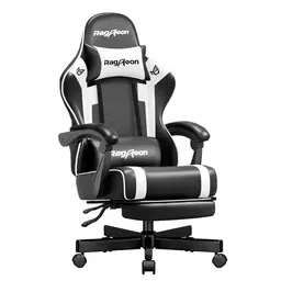 Riftracer Gaming Stuhl - Ergonomischer Chair mit Fußstütze und Kopfstütze, höhenverstellbar, schwarz