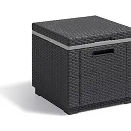 Allibert Ice Cube Kühlbox und Beistelltisch in Rattanoptik, graphit