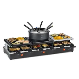 Klarstein Fonduelette XL – Raclette-Grill & Fondue, 1650 Watt, für bis zu 12 Personen, schwarz