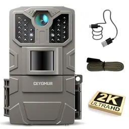 CEYOMUR Wildkamera mit Nachtsicht, Bewegungssensor & 2 Zoll Display, wasserfest (IP66) für Wildtierüberwachung