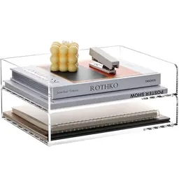 SANRUI 2er-Set A4 Briefablage, stapelbar, stabiler Acryl Schreibtisch Organizer, moderne transparente Ablagefächer
