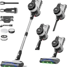 AlloyMove Akku-Staubsauger kabellos, 70 Min. Laufzeit, 550W, Anti-Tangle-Bürste, Wandladestation, für Tierhaare, Teppiche & Hartböden