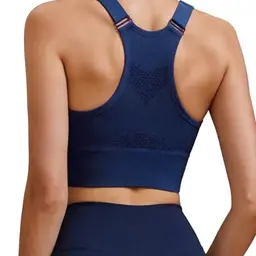 Litherday Sport BH Damen mit starkem Halt, gepolstert, atmungsaktiv, Racerback, für Fitness, Yoga, Training, dunkelblau