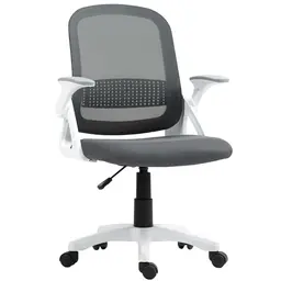 HOMCOM Ergonomischer Bürostuhl mit Lendenwirbelstütze, höhenverstellbar, Wippfunktion, Netzbespannung, grau