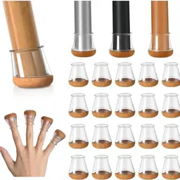 20 Stuhlbeinkappen aus Silikon für Bodenschutz, Transparent, Durchmesser 14-20mm