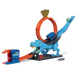 Hot Wheels City T-Rex Angriff - Actionspiel mit Looping und Polizeiwache für Kinder ab 4 Jahren