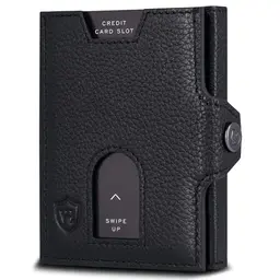 VON HEESEN Slim Wallet mit RFID Schutz - Kleine Leder Geldbörse für Herren und Damen - Schwarz