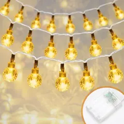 LED Lichterkette 10m mit 80 Kristallkugeln, Wasserdicht für Innen- und Außendekoration
