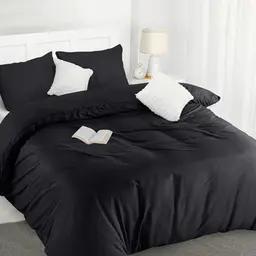 Utopia Bedding Bettwäsche Set 200x200 cm - Mikrofaser, Schwarz, inkl. 2 Kissenbezüge 50x75 cm