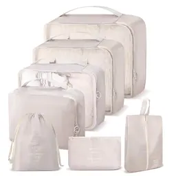 Koffer Organizer Set 7-teilig, Packwürfel und Kosmetiktasche für Ordnung im Reisegepäck