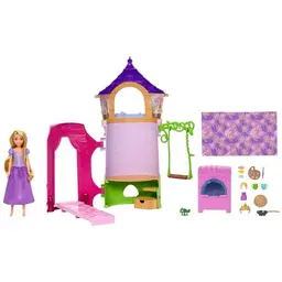 Disney Princess HMV99 - Rapunzel-Puppe mit Turm, 6 Spielbereiche & 15 Zubehörteile, inspiriert vom Disney-Film, ab 3 Jahren