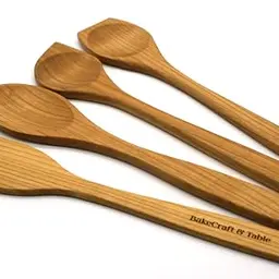 BakeCraft Wooden Cooking Spoon Set, 4 Pieces