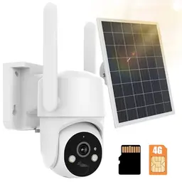 kotsren 4G LTE Solar Überwachungskamera Aussen, 2K PTZ Kamera mit Farb-Nachtsicht und 2-Wege-Audio, IP66 wasserdicht