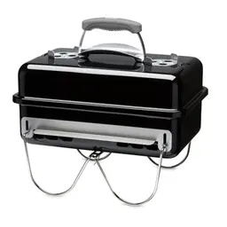 Weber Go-Anywhere Holzkohlegrill, Tragbar, Kompaktes Design, 42 x 26 cm, Schwarz
