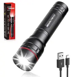 GEARLITE LED Taschenlampe Aufladbar, 2000 Lumen, Zoombar, IP65 Wasserdicht für Camping & Outdoor, Schwarz