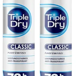Triple Dry Anti-Transpirant-Spray 2 x 150 ml - Deo gegen starkes Schwitzen, parfümfrei, 72h Schutz