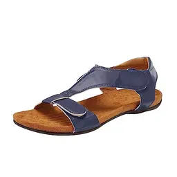 Cocila Damen Bohemian Sommerschuhe Sandalen Flacher Absatz Runde Zehen Atmungsaktiv Größe 35 (Blau)
