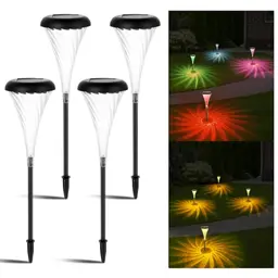 4er Set Solar-Gartenleuchten mit Warmweiß und RGB-Farbwechsel, wasserdicht, für Terrasse, Rasen, Wege