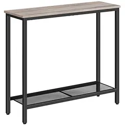 HOOBRO Konsolentisch mit Ablageregal, 75 x 24 x 75 cm, Beistelltisch für Eingang und Flur, Greige-Schwarz
