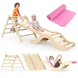 Montessori Indoor Spielset: 7-in-1 Klettergerüst mit Rutsche für Kleinkinder (1-3 Jahre)