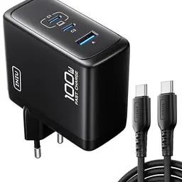 INIU 100W USB C Ladegerät mit 3 Ports und Kabel für MacBook, iPhone 16/15/14 Pro Max, Galaxy S24/S23 Ultra, Steam Deck