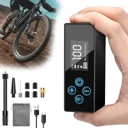 Mini Elektrische Fahrradpumpe mit LCD-Druckmessgerät – 100 PSI für E-Bike, Mountainbike und Rennrad