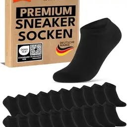 10 Paar Sneaker Socken für Herren und Damen - Komfortbund ohne Naht (Schwarz, Gr. 39-42)