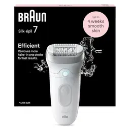 Braun Silk-épil 7 Epilierer für seidig-glatte Haut, Wet&Dry, Weiß/Silber