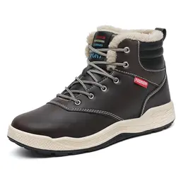 DANNTO Herren Schneestiefel - Warme Rutschfeste Winterschuhe für Outdoor und Freizeit (Dunkelbraun, 44)