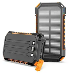 Riapow Solar Powerbank 27000mAh - Tragbares Ladegerät mit 3 Ausgängen, USB-C und LED Taschenlampe für Outdoor und Camping