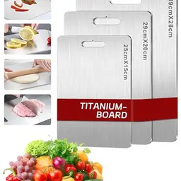 Titan Schneidebrett Set 3-teilig – 100% Reintitan, BPA-frei – Ideal für Fleisch, Brot, Gemüse & Obst