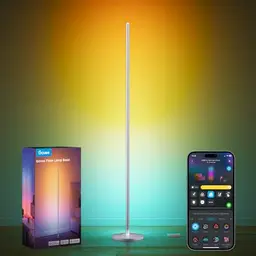 Govee RGBIC LED Stehlampe, dimmbar, 136cm, 16 Millionen Farben, Musikmodus, für Wohnzimmer und Schlafzimmer, Silber