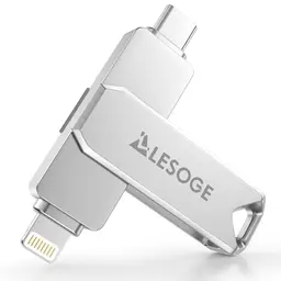 LESOGE 128 GB MFi-Zertifizierter USB C Stick – 3 in 1 für iPhone, iPad, Android, PC und Mac (Silber)