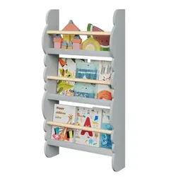 WOLTU Kinder Bücherregal Wand, 3 Ablagen, Grau